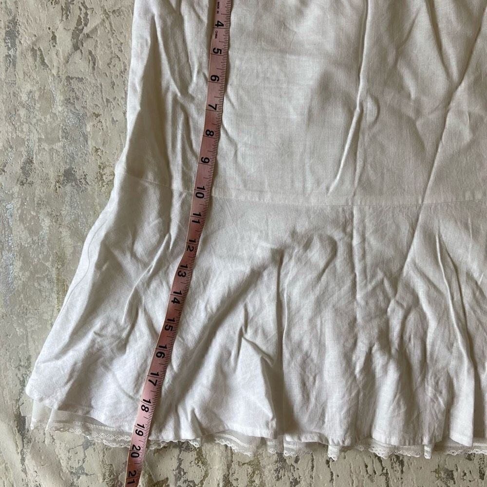 White Linen Ruffle tennis Skirt Y2K - Picture 5 of 11